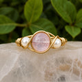 Rose Quartz + Pearl Ring