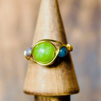 Peridot, Blue Apatite & Garnet Ring