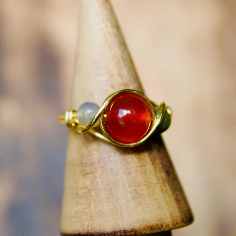 Carnelian Three-Stone Ring