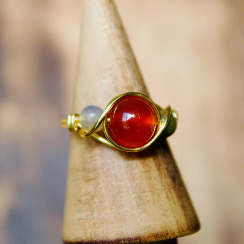 Carnelian Three-Stone Ring