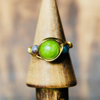 Peridot, Blue Apatite & Garnet Ring
