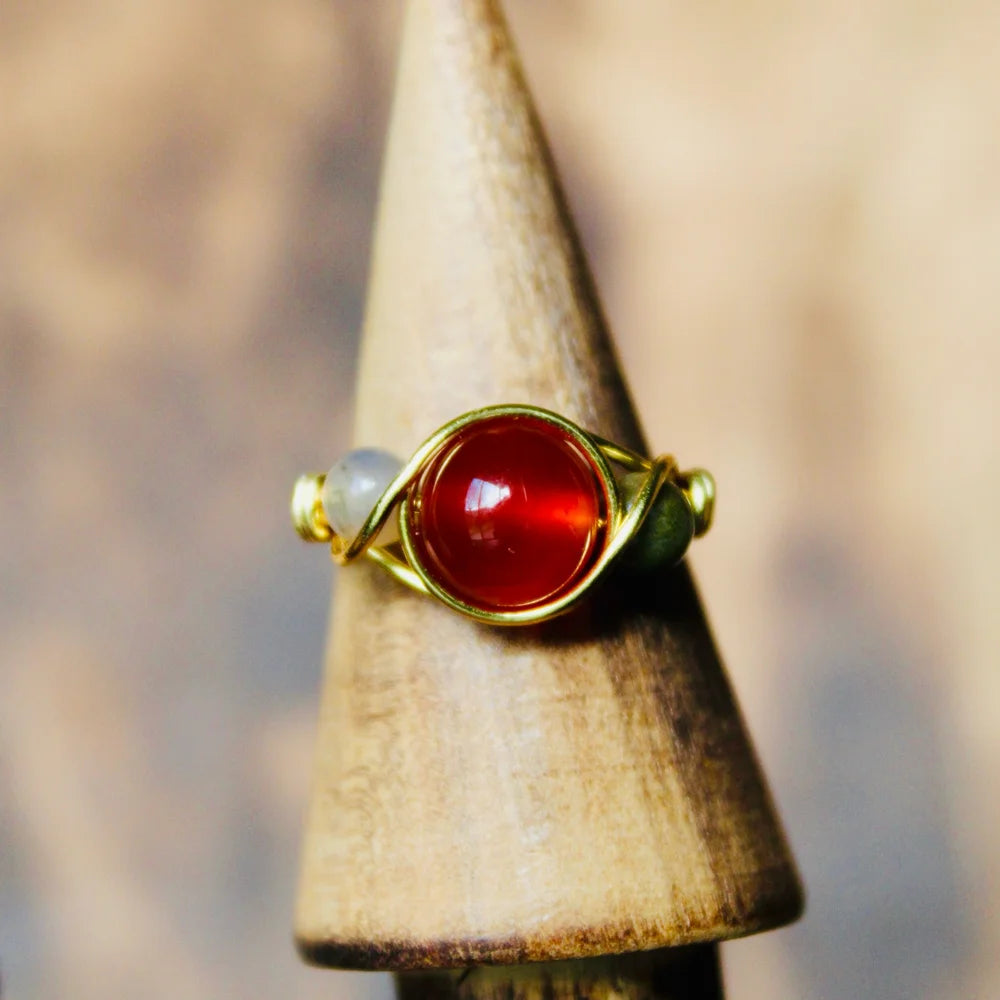Carnelian Three-Stone Ring