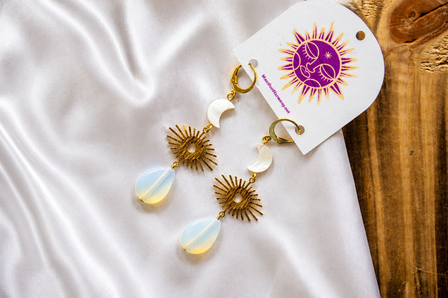 Gold Opalite Sun & Moon Dangles