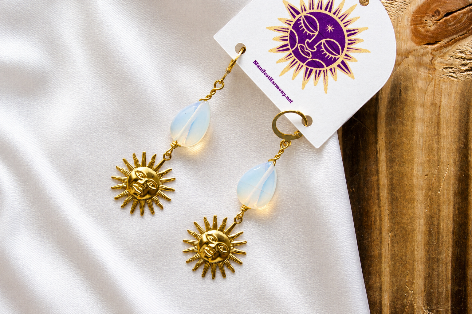 Gold Opalite Sun Earrings