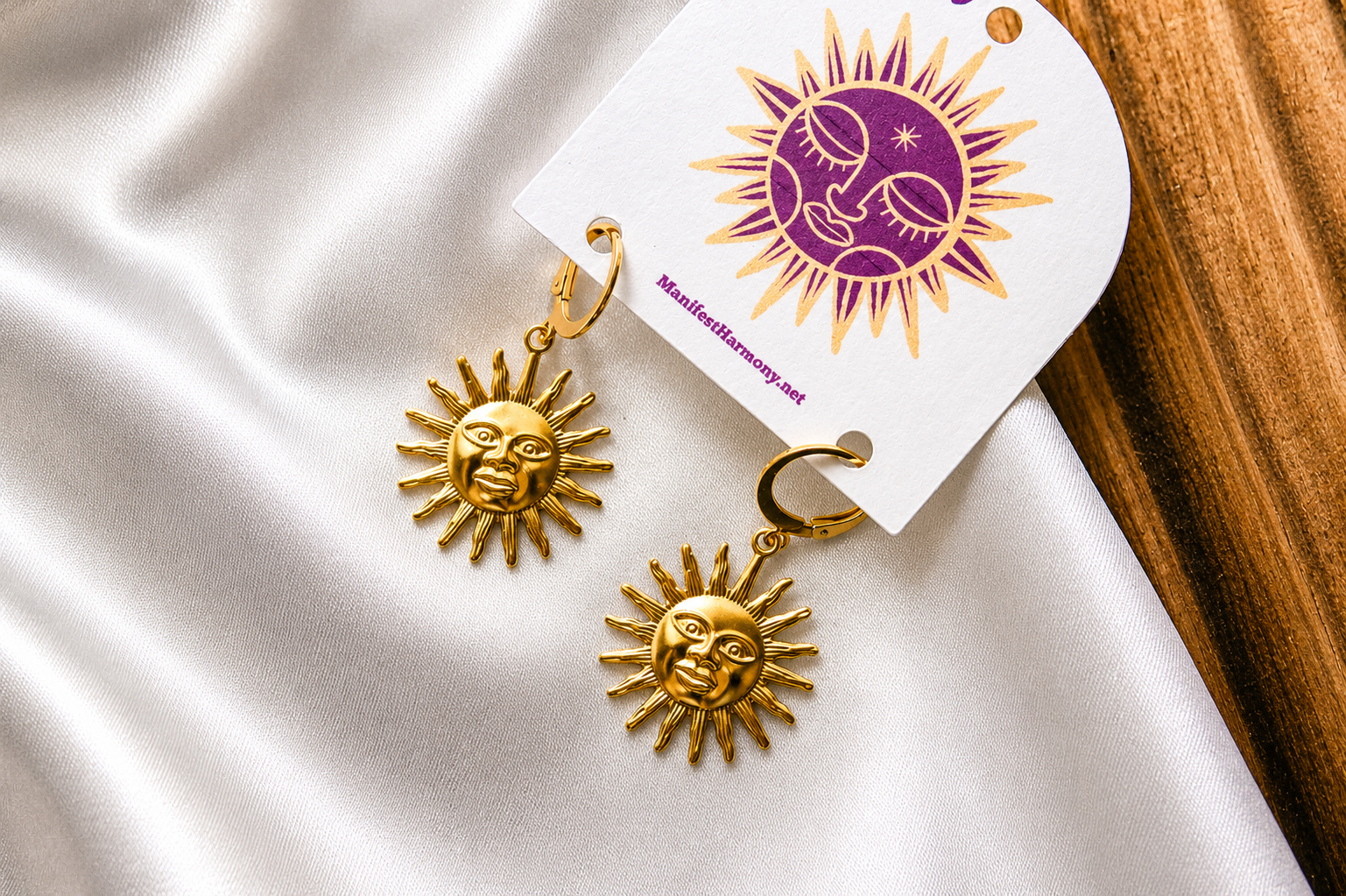 Gold Celestial Sun Earrings